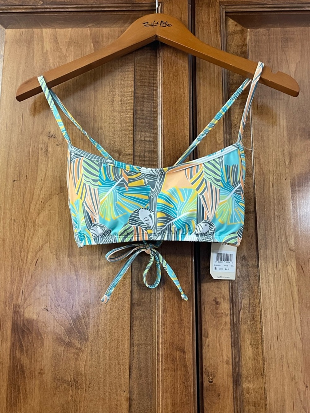 Salt Life Women’s Tropical Parrot Teal & Yellow Bikini Top